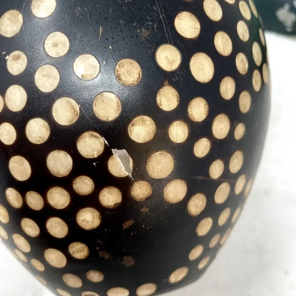 Valeriano Paz Peru Dark Brown Spotted Vase Signed
